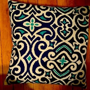 Elegant Blue and Cream Decorative Pillow